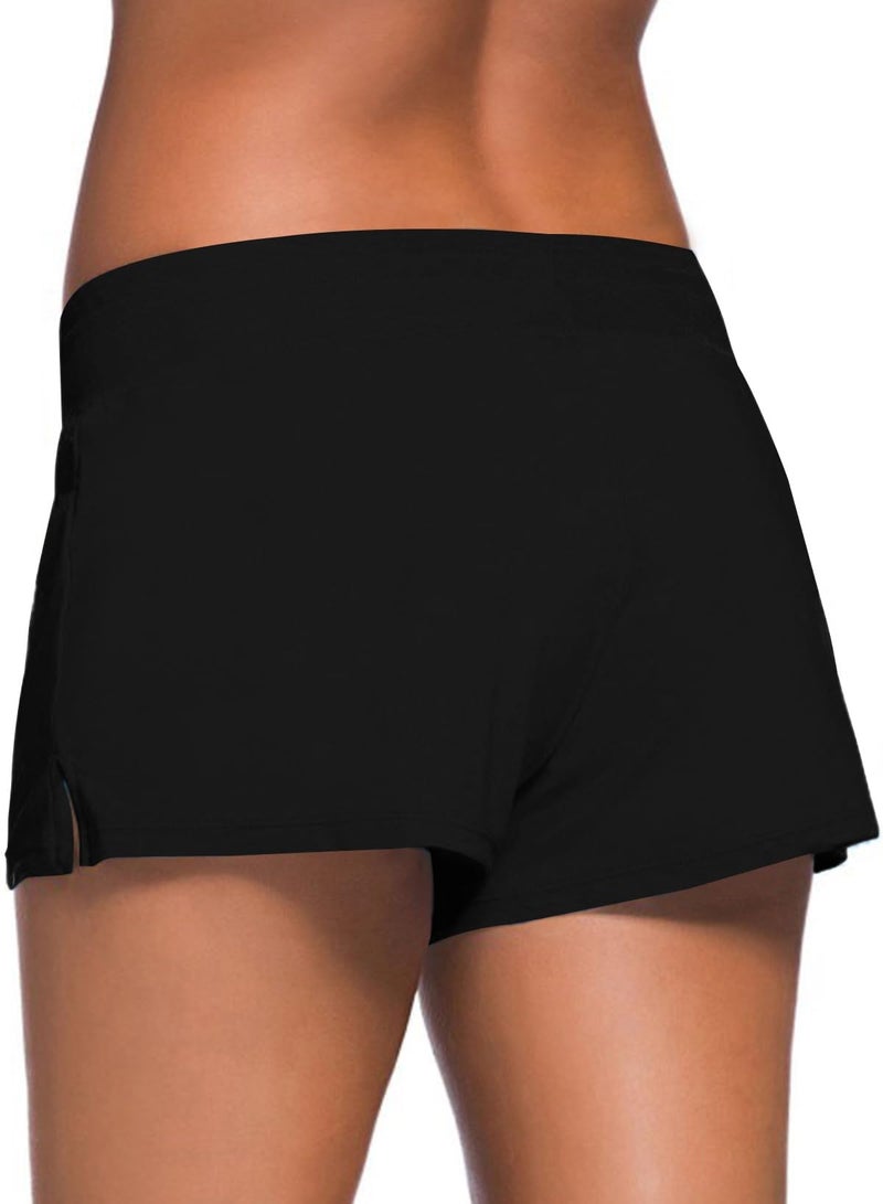 Aleumdr Women's 3" Swim Boardshort Bottom Shorts Swimming Panty Medium Black - Image 2